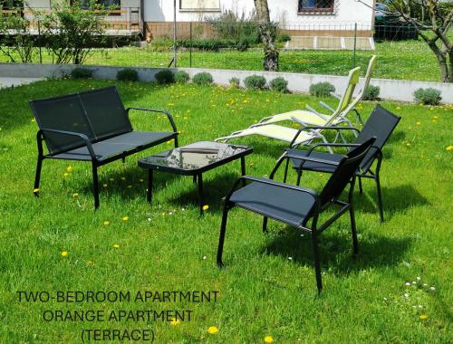 outdoor terrace in front of the house
